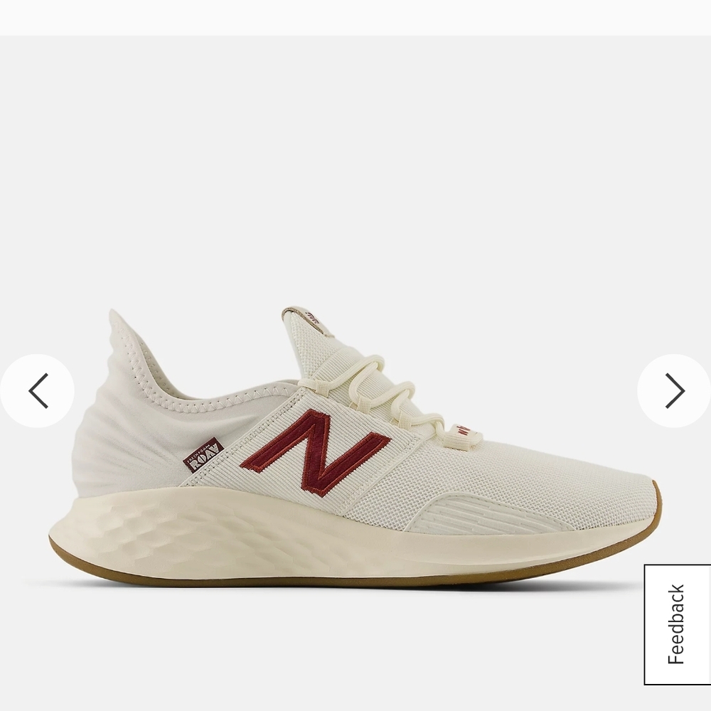 New Balance Men's White and Burgundy Sneakers - Picture 2 of 4